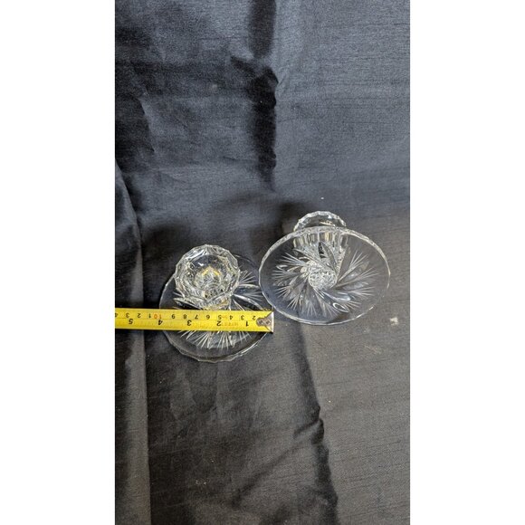 vintage Pressed Glass Pinwheel Base Candlesticks / Candle Holder For 3/4" Candle - Picture 8 of 10